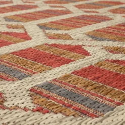 Outdoor Rugs-Kirkland's Home Rust Geo Ikat Outdoor Area Rug, 5X7 Red/Tan