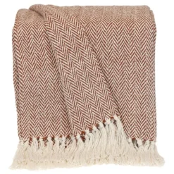 Blankets & Throws-Kirkland's Home Rust Hand Loomed Herringbone Throw Red