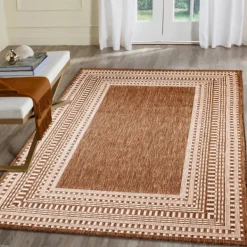 Outdoor Rugs-Kirkland's Home Rust Linear Macy Indoor/Outdoor Area Rug, 7X9 Orange