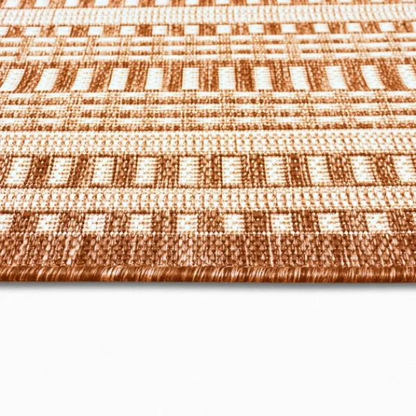 Outdoor Rugs-Kirkland's Home Rust Linear Macy Indoor/Outdoor Area Rug, 7X9 Orange