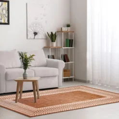 Outdoor Rugs-Kirkland's Home Rust Linear Macy Indoor/Outdoor Area Rug, 6X9 Orange