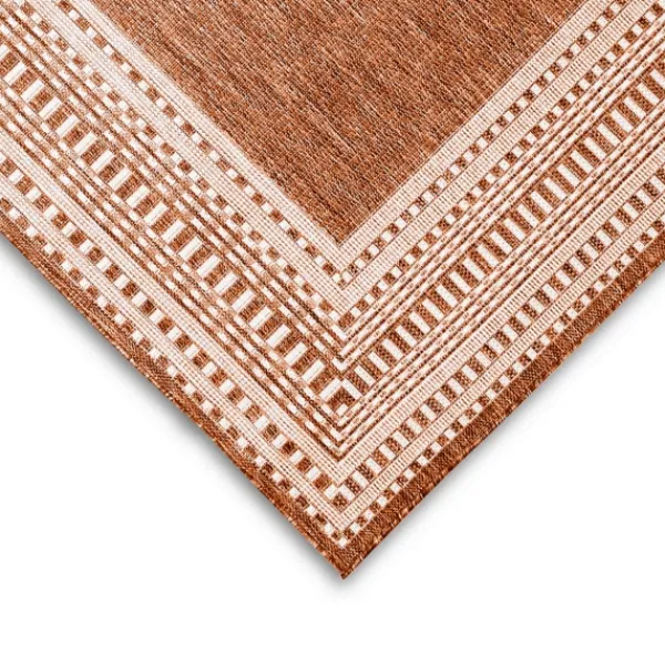 Outdoor Rugs-Kirkland's Home Rust Linear Macy Indoor/Outdoor Area Rug, 6X9 Orange