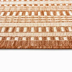 Outdoor Rugs-Kirkland's Home Rust Linear Macy Indoor/Outdoor Area Rug, 6X9 Orange