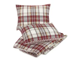 Quilts-Kirkland's Home Rust Plaid Camden Full/Queen 3-Pc. Quilt Set Red/Gray/Ivory