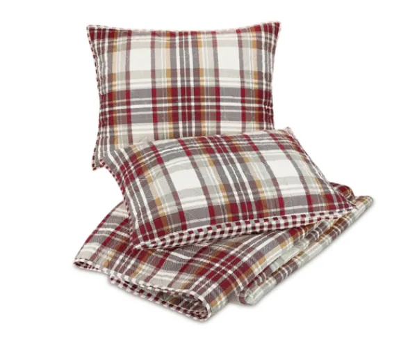 Quilts-Kirkland's Home Rust Plaid Camden King 3-Pc. Quilt Set Red/Gray/Ivory