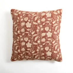 Pillows-Kirkland's Home Rust Stitched Blossoms Pillow Red