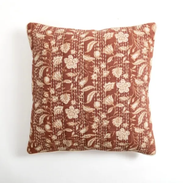 Pillows-Kirkland's Home Rust Stitched Blossoms Pillow Red