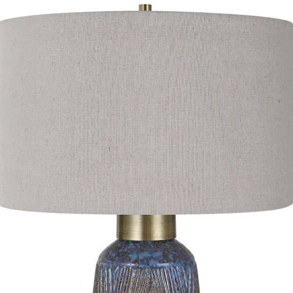 Table Lamps-Kirkland's Home Rusted Blue Embossed Ceramic Table Lamp Gray
