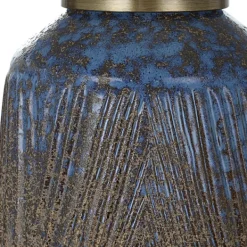 Table Lamps-Kirkland's Home Rusted Blue Embossed Ceramic Table Lamp Gray