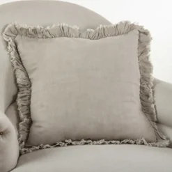 Pillows-Kirkland's Home Rustic Beige Ruffled Edge Throw Pillow Tan