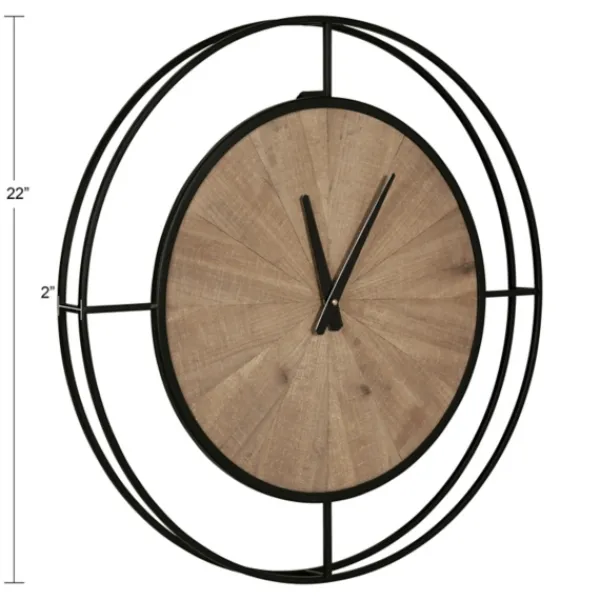 Clocks-Kirkland's Home Rustic Brown And Black Newfield Clock