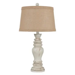 Table Lamps-Kirkland's Home Rustic Distressed Cream Table Lamp Tan