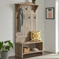 Entryway Furniture-Kirkland's Home Rustic Driftwood Hall Tree Brown