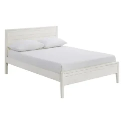 Beds & Headboards-Kirkland's Home Rustic Eggshell Wood Panel Full Bed Frame White