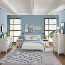 Beds & Headboards-Kirkland's Home Rustic Eggshell Wood Panel Full Bed Frame White