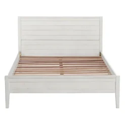 Beds & Headboards-Kirkland's Home Rustic Eggshell Wood Panel Full Bed Frame White