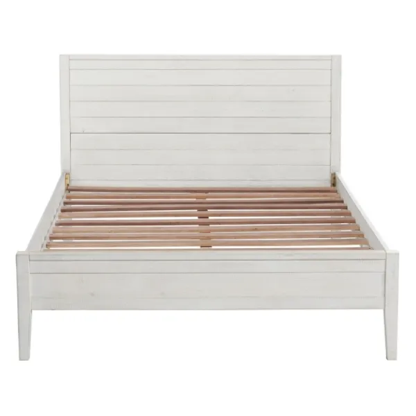 Beds & Headboards-Kirkland's Home Rustic Eggshell Wood Panel Full Bed Frame White