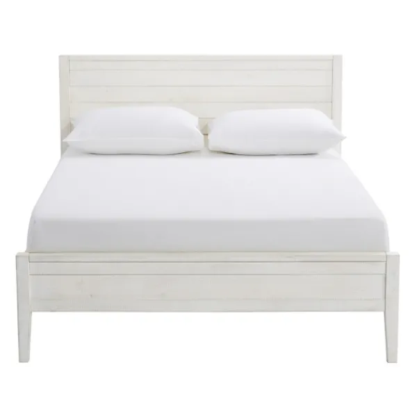 Beds & Headboards-Kirkland's Home Rustic Eggshell Wood Panel Full Bed Frame White