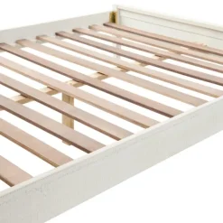 Beds & Headboards-Kirkland's Home Rustic Eggshell Wood Panel Full Bed Frame White