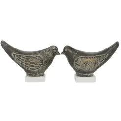 Statues & Figurines-Kirkland's Home Rustic Etched Birds 2-Pc. Figurine Set Gray/White