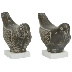 Statues & Figurines-Kirkland's Home Rustic Etched Birds 2-Pc. Figurine Set Gray/White