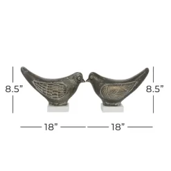 Statues & Figurines-Kirkland's Home Rustic Etched Birds 2-Pc. Figurine Set Gray/White