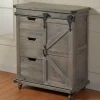 Cabinets & Sideboards-Kirkland's Home Rustic Fir Wood Rolling Barn Door Cabinet Gray