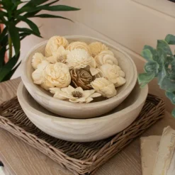 Decorative Bowls & Jars-Kirkland's Home Rustic Forest Ivory Hand Carved 2-Pc. Bowl Set Tan