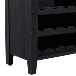 Cabinets & Sideboards-Kirkland's Home Rustic Galvanized Top Wine Cabinet Black