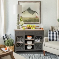 Buffet Lamps-Kirkland's Home Rustic Gray Balustrade Table Lamp White