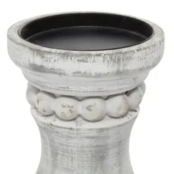 Candle Holders-Kirkland's Home Rustic Gray Carved 3-Pc. Candle Holder Set White/Gray