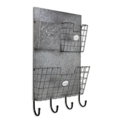 Wall Storage-Kirkland's Home Rustic Gray Metal Wall Organizer