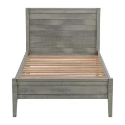 Beds & Headboards-Kirkland's Home Rustic Gray Pine Panel Twin Bed Frame