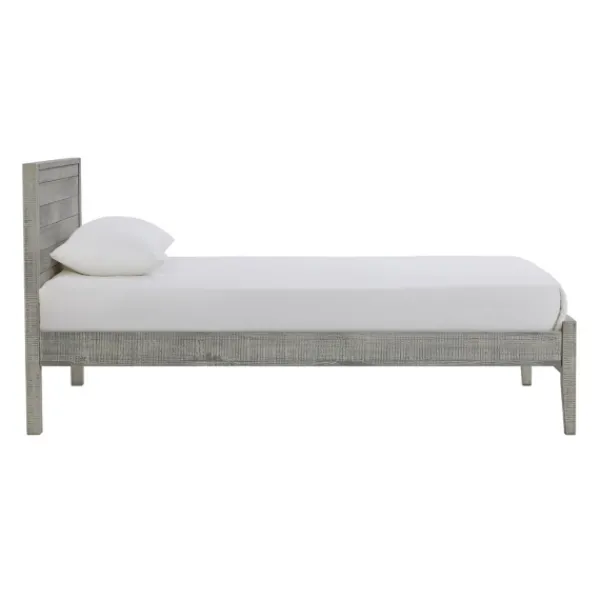 Beds & Headboards-Kirkland's Home Rustic Gray Pine Panel Twin Bed Frame