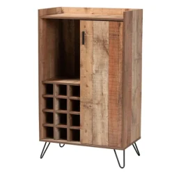 Cabinets & Sideboards-Kirkland's Home Rustic Hairpin Wine Cabinet Brown