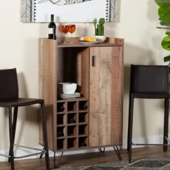 Cabinets & Sideboards-Kirkland's Home Rustic Hairpin Wine Cabinet Brown