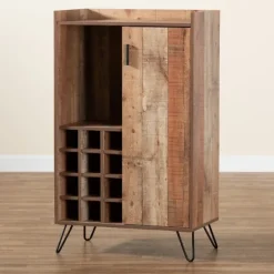 Cabinets & Sideboards-Kirkland's Home Rustic Hairpin Wine Cabinet Brown