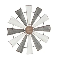 Wall Plaques-Kirkland's Home Rustic Metal Windmill Wall Plaque Silver/White