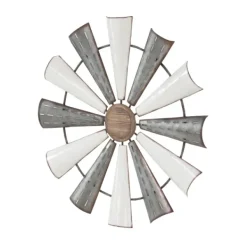 Wall Plaques-Kirkland's Home Rustic Metal Windmill Wall Plaque Silver/White