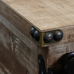 Cabinets & Sideboards-Kirkland's Home Rustic Natural Fir Wood Rolling Barn Door Cabinet Tan