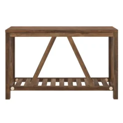 Console Tables-Kirkland's Home Rustic Oak A-Frame Console Table Brown