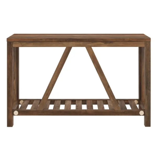 Console Tables-Kirkland's Home Rustic Oak A-Frame Console Table Brown