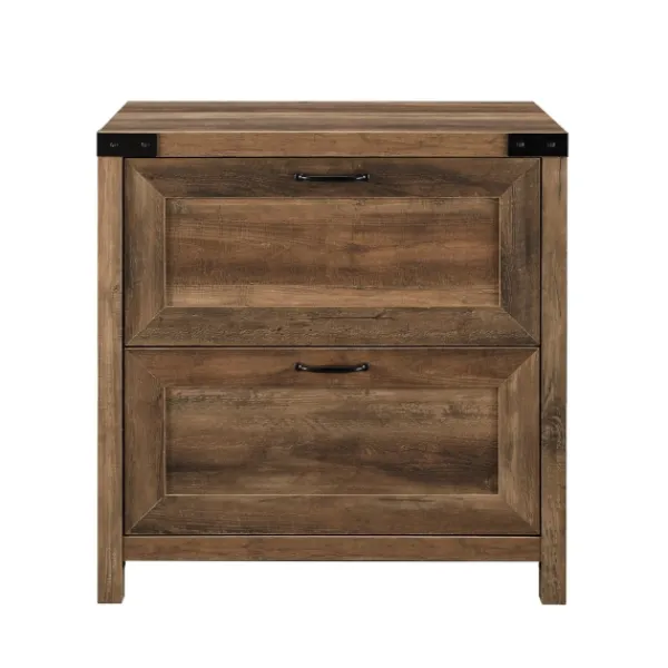 Office Furniture-Kirkland's Home Rustic Oak 2-Drawer Wood File Cabinet Brown