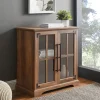 Cabinets & Sideboards-Kirkland's Home Rustic Oak Finish Window Pane Cabinet Brown
