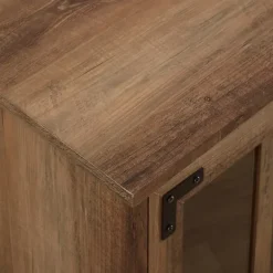 Cabinets & Sideboards-Kirkland's Home Rustic Oak Finish Window Pane Cabinet Brown