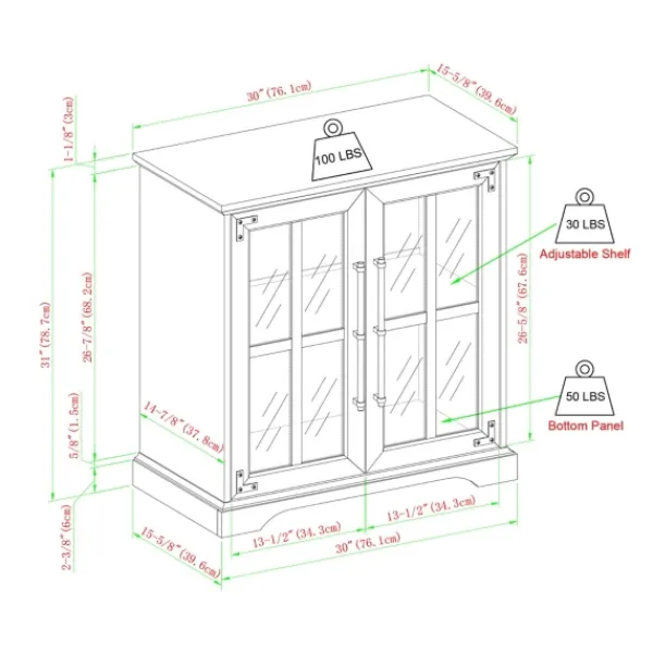 Cabinets & Sideboards-Kirkland's Home Rustic Oak Finish Window Pane Cabinet Brown