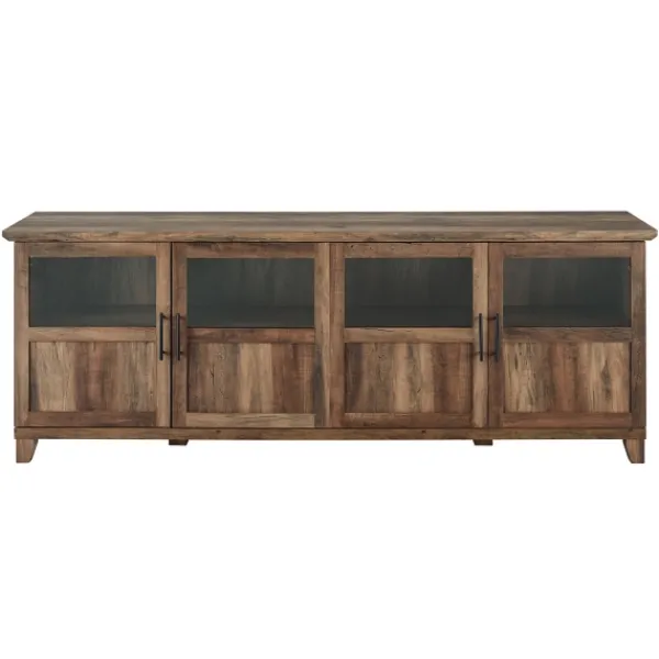 Tv Stands & Media Consoles-Kirkland's Home Rustic Oak Four Door Tv Stand Brown