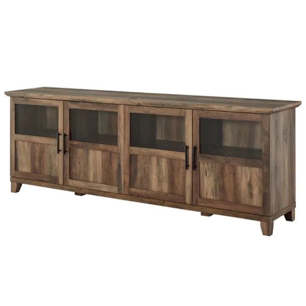 Tv Stands & Media Consoles-Kirkland's Home Rustic Oak Four Door Tv Stand Brown