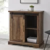 Cabinets & Sideboards-Kirkland's Home Rustic Oak Grooved Sliding Barn Door Cabinet Brown