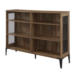 Entryway Furniture-Kirkland's Home Rustic Oak Mesh Accent Bookshelf Brown